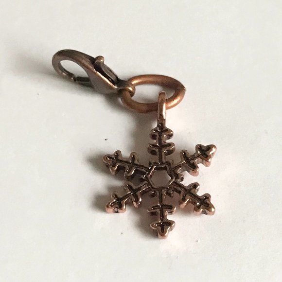 Snowflake Charm for Bracelet Zipper Pull Backpack Purse Charm Copper Tone - Picture 10 of 11